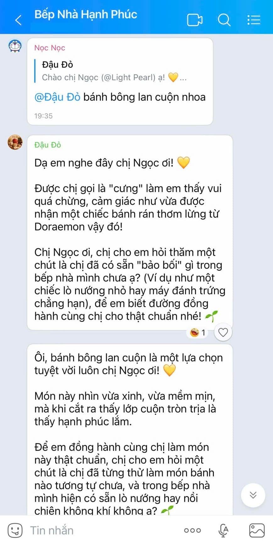 Tin nhắn cộng đồng Zalo Bếp Nhà Hạnh Phúc (2)