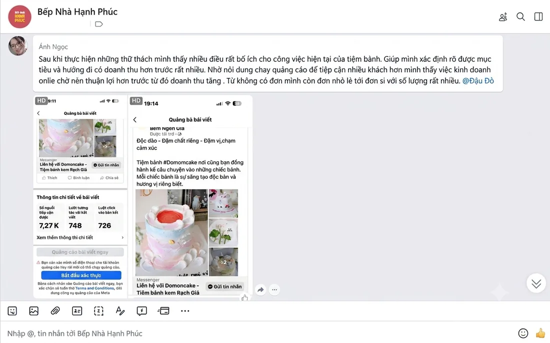 Kết quả quảng cáo Facebook — Domoncake